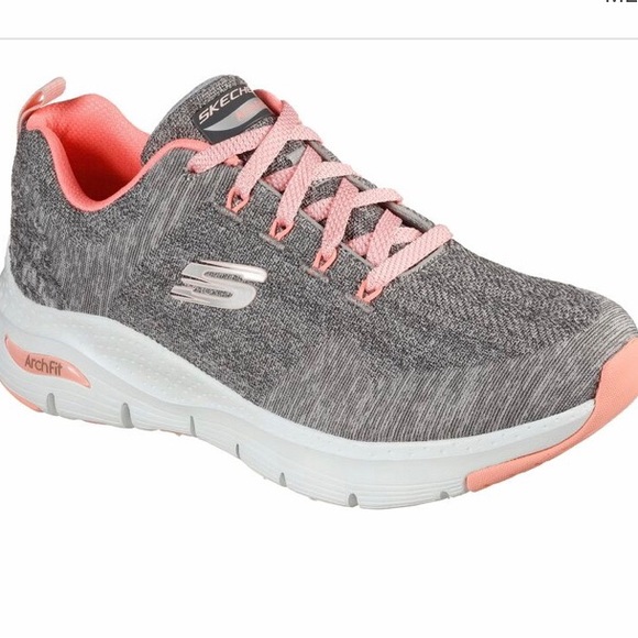Skechers Shoes - Skechers arch fit comfy wave walking shoe in pink and gray, size 7